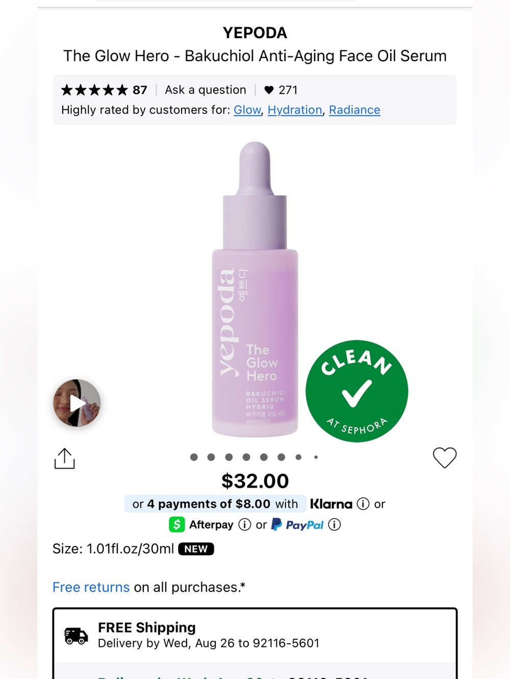Yepoda the glow hero oil serum hybrid